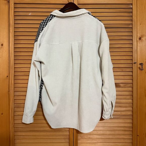 Baltic Born Cream Ribbed checkered button up size XL - Picture 4 of 5